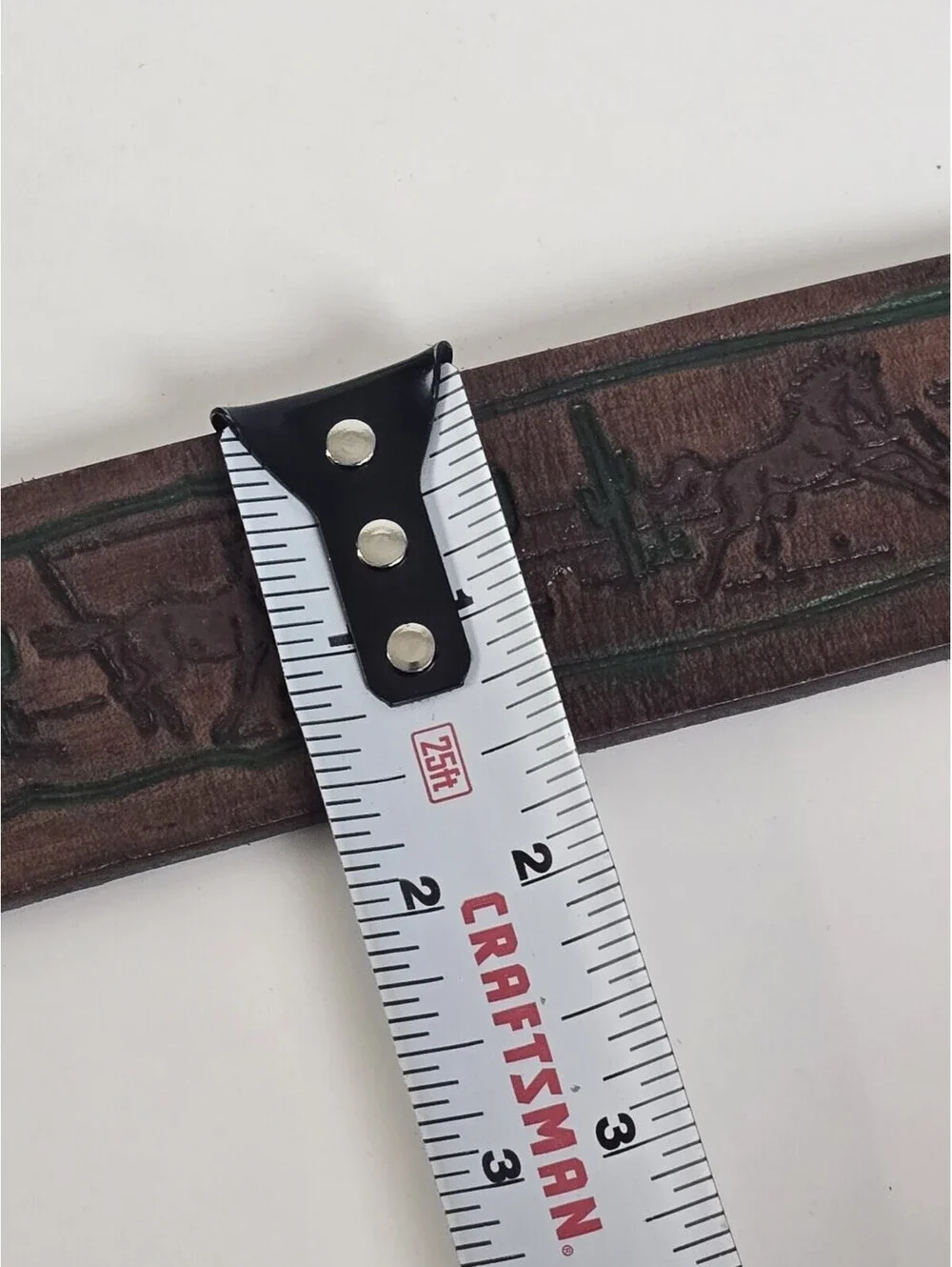Vintage Tooled Leather Western Belt Size 38